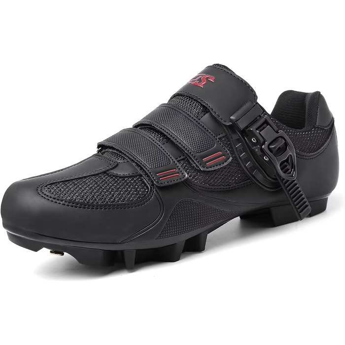 Велосипедні черевики Mountain для чоловіків та жінок, MTB, SPD, для гірського велосипеда, з пряжкою, зелені (40 EU, C Чорний Червоний)