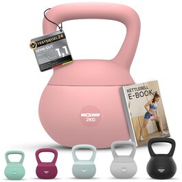 NEOLYMP Soft Kettlebell: м'яка гантеля для дому з регулюванням ваги 2-12 кг (рожева). Безшумна, з амортизацією, з зручною ручкою для фітнесу.