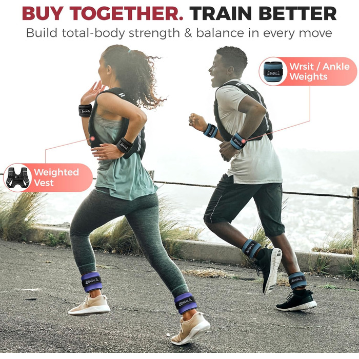 Ваги для зап'ясть та щиколоток BAGAIL унісекс 0.23-2.27 кг, чорні (0.91 кг/2 шт) для фітнесу, бігу, реабілітації