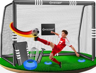 Ворота для футболу KESSER® для саду, 300 см, міцні, для тренувань, чорні
