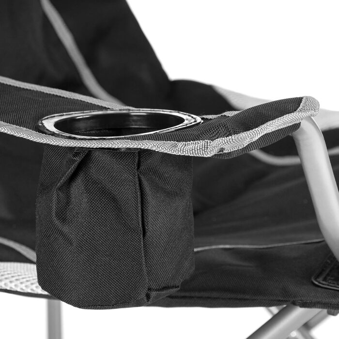 Зручний складаний стілець для кемпінгу Outtec: 130 кг, висока спинка, підсклянник, сумка, зелений (чорний)