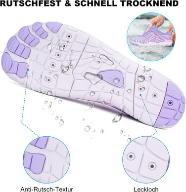 RUYI Взуття для пішоходів без шкарпеток унісекс, швидковисихаюче, для плавання, м'яке, легке, трейлові кросівки, фітнес-взуття з антиковзкою підошвою та широкою передньою частиною, A09, фіолетовий, 40 EU