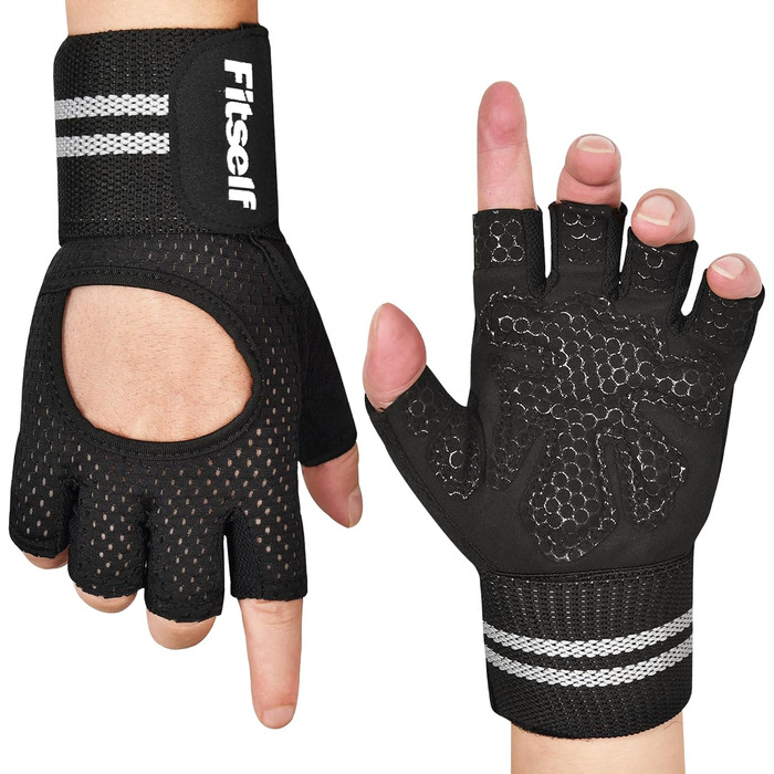 Фитнес рукавички для жінок з захистом суглобів та протиковзаючою поверхнею для важкої атлетики, фітнесу, кросфіту, велоспорту (Чорний, L)