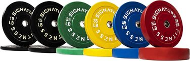 Олімпійські диски Signature Fitness зі сталевою втулкою, 5,1 см, набір 117,9 кг, кольорові