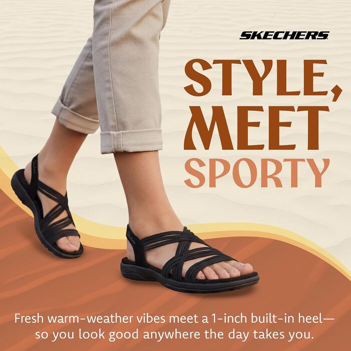 Жіночі спортивні сандалії Skechers Reggae Slim - Simply Stretchy Hands Free Slip-ins, чорні, розмір 40 EU