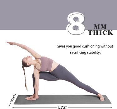 Йога мат UMINEUX, TPE, 72x24 см, антиковзка, для жінок, з чохлом та рушником, чорний та сірий