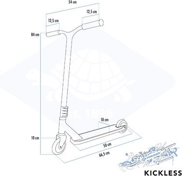 Трюковий самокат Schildkröt Kickless з HIC-компресією, алюмінієвими колесами 100 мм, для екстремальних трюків, різнокольоровий