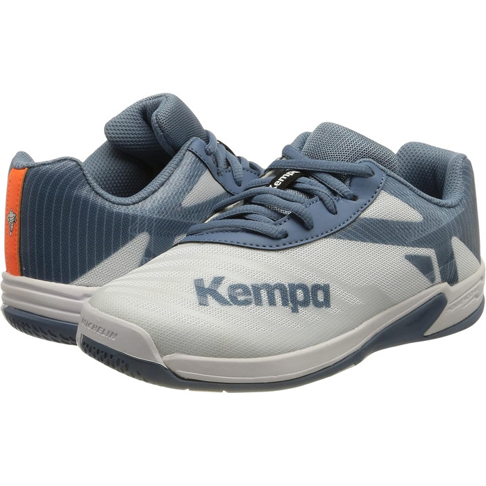 Дитячі гандбольні кросівки Kempa Wing 2.0 Junior - біло-сталево-блакитні (28 EU, вузька колодка)