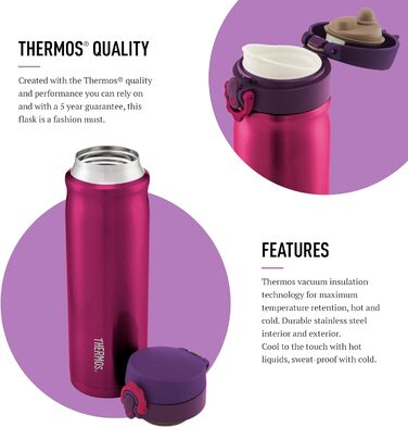 Термосова пляшка Thermos Pink 470 мл, багаторазова ізольована кавова чашка з нержавіючої сталі для гарячих і холодних напоїв, вакуумна фляга з герметичною кришкою