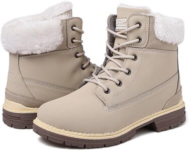 Зимові черевики жіночі утеплені, водонепроникні, для снігу, теплі, короткі, туристичні, підошва не слизька (Бежевий, 40 EU)