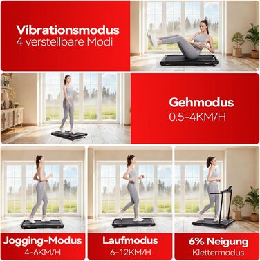 Sperax 4-в-1 Віброплатформа та біговий доріжка для дому, 0.3-6 км/год, 400W, без монтажу, чорно-червоний