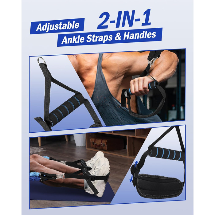 Набір еластичних стрічок для фітнесу та пілатесу з регульованою штангою, 20-360lbs, для дому