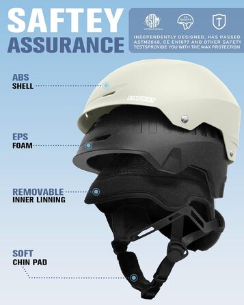 Шолом гірськолижний Findway для чоловіків та жінок, унісекс, з вентиляцією, для катання на лижах та сноуборді, розмір L (59-63 см), колір білий