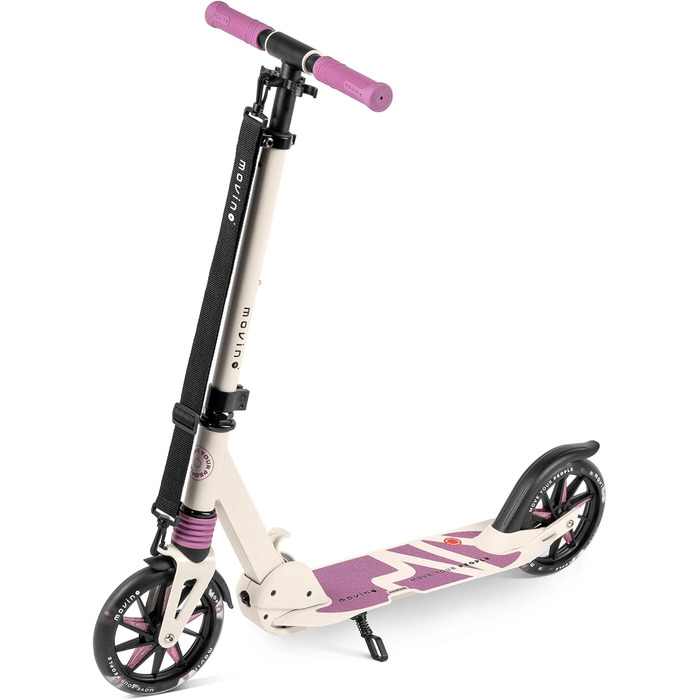 Електросамокат Movino City Light для дітей та підлітків, 180 мм колеса, амортизатори, регульований кермо, бежево-фіолетовий