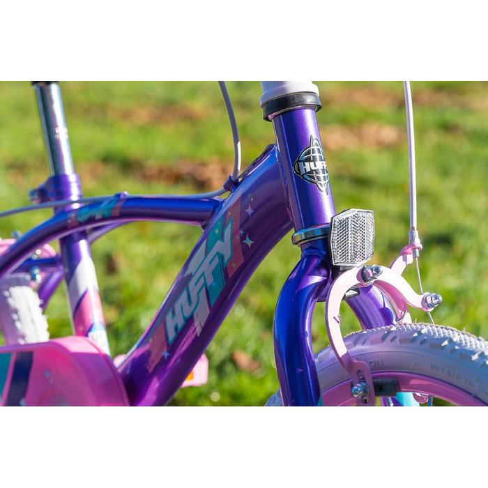 Дитячий велосипед Huffy Glimmer 16 дюймів, фіолетово-рожевий, для дівчаток 5-6 років, легкий, з додатковими колесами