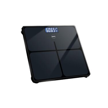 Електронні ваги Eldom GWO270 – ваги для людей з LED-дисплеєм, високою точністю, вимірюванням температури, 50 г точності, загартоване скло, антиковзаюча поверхня, автоматичне вмикання/вимикання, до 180 кг, 26 x 26 см