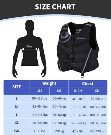 Спасальний жилет Owntop для дорослих XL | Легкий неопреновий жилет | Подвійний захист, для риболовлі, каякінгу, водних видів спорту сірий