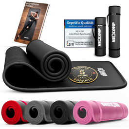 NEOLYMP Fitness Mat: Товста, неслизька килимок для фітнесу з електронною книгою та ремінком - для йоги, пілатесу, спорту, тренувань, сірий | 61 см