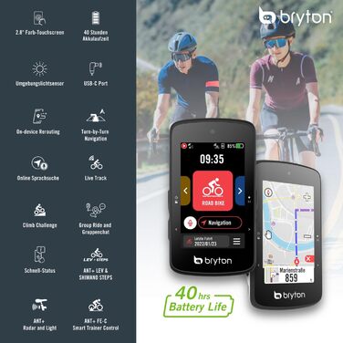 Велокомп'ютер Bryton Rider 750SE з GPS, 2.8'' кольоровий сенсорний екран, офлайн карта ЄС, навігація