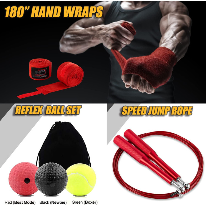Набір для боксу Prorobust: мішок 120 см PU, рукавички 12oz, для MMA, кікбоксингу, домашніх тренувань (порожній)