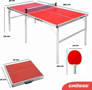 Стіл для настільного тенісу EasyPong 182x91 см, преміум якість, для вулиці та приміщення, з ракетками та м'ячами, легкий і стабільний, OriginalCup