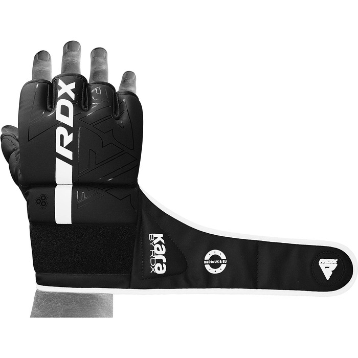 Боксерські рукавички RDX Profi MMA: шкіряні, для тренувань, ударів, боксу, муай-тай, кікбоксингу, паррінгу та греплінгу (чорний, L)