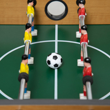 Набір для гри в настільний футбол, кікер, компактна дерев'яна конструкція, 2 м'ячі, табло, коричневий