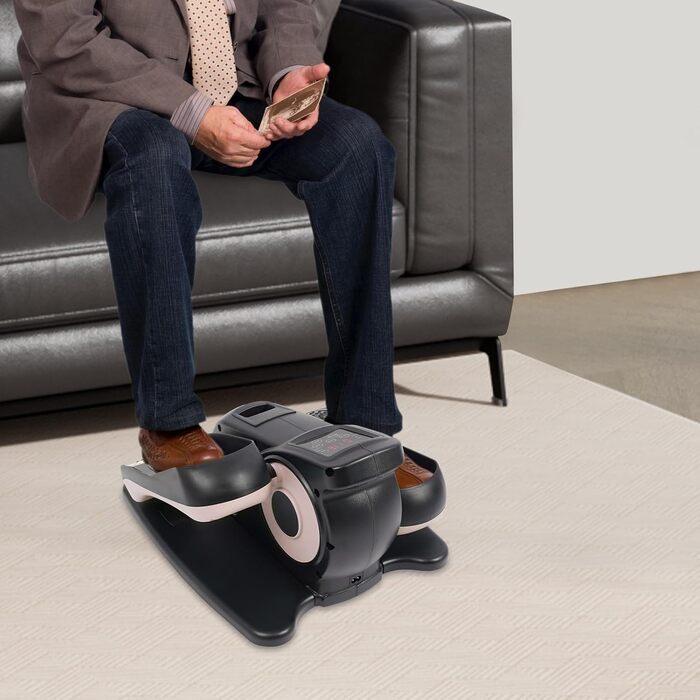 Міні еліптичний тренажер під стіл з пультом та дисплеєм, регульована швидкість, електричний, для дому, чорний+рожевий