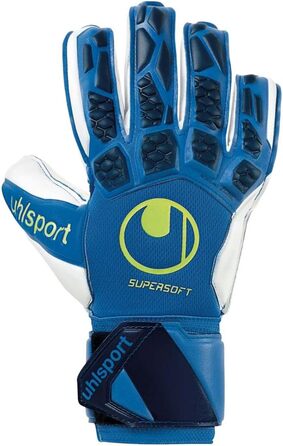 Воротарські рукавички Uhlsport Hyperact Supersoft чоловічі, сині/білі/жовті, розмір 10.5