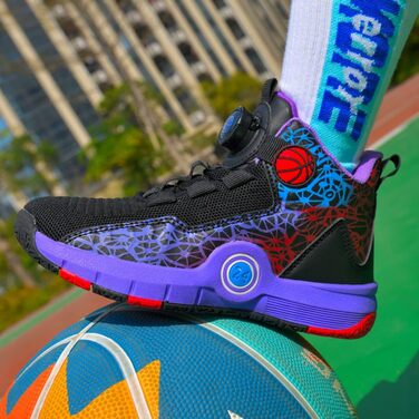 Баскетбольні кросівки High Top Anti Rutsch: легкі, дихаючі, зелені (33 EU, вузька ширина, чорно-фіолетові)