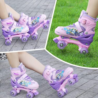 Дитячі ролики Kinder для дівчаток та жінок, 4 розміри, регульовані, для початківців (фіолетовий, S (23-27 EU) 140-165mm)