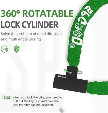 Надійне велозамкoк з 3 ключами, 90 см, проти крадіжок. Захист для велосипеда, електросамоката, електробіка, MTB, мотоцикла, вантажного велосипеда. Водостійкий, чорний (870 мм)