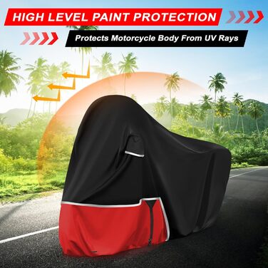 Водонепроникний захисний чохол для мотоцикла Piaggio MP3 400/500 (з кофром) - 420D Oxford, чорний/червоний