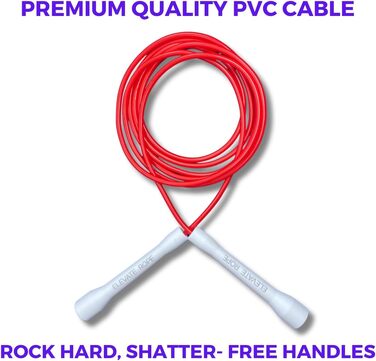 Стрибкове канат Elevate Speed Rope MAX - професійний, з міцного PVC, з нейлонового сердечника, 5 мм, довжина до 3 метри, з червоними ручками