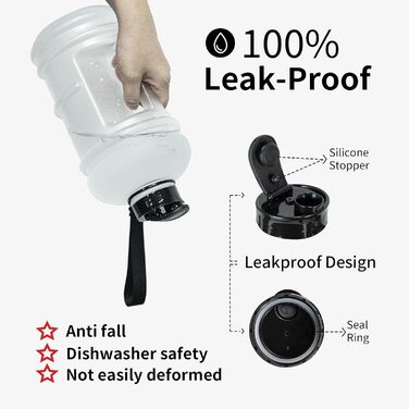 Фляга для води TOOFEEL 2л BPA free, велика спортивна фляга з позначеннями об'єму - 2200 мл