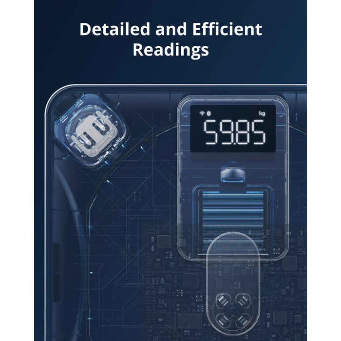 Ваги підлогові Eufy Smart Scale P2: Bluetooth, Wi-Fi, 15 показників (вага, жир, BMI, м'язи, кістки), 3D-модель тіла, чорні