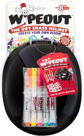 Дитячий велосипедний шолом Wipeout Dry Erase, чорний, для велосипеда, скейта і самоката, індивідуальний дизайн, для дітей від 8 років