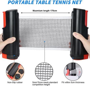 Мережа для настільного тенісу Flintronic, висувна, портативна, 170 см (синьо-жовта)