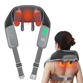 Бездротовий масажер для шиї та плечей CILI з підігрівом, 4D Shiatsu глибокий тканинний масаж спини, електрична масажна подушка з розширеною зоною обігріву