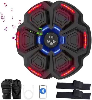 Музичний бокс-машина ZXTWTOY з LED, настінна, з боксерськими рукавицями, 9 режимів швидкості, Bluetooth, електронна, подарунок для дорослих