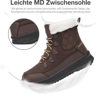 Зимові чоботи DANNTO для жінок, теплі, з підкладкою, непромокаючі, антиковзаючі, зимові черевики, колір кава, розмір 41 EU