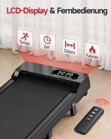 Walking Pad для дому HomeFitnessCode: електричний біговий килимок з нахилом, 1-8 км/год, чорний глянцевий