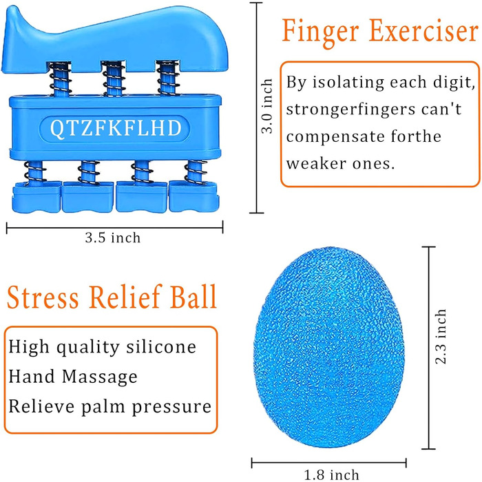 Набір для тренування сили хвата (5 шт.) Griffkrafttrainer, для розвитку м'язів та реабілітації, блакитний