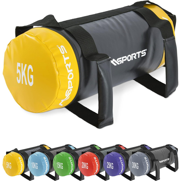MSPORTS Power Bag Premium 5-30 кг — мішок для фітнесу, вага 5 кг, функціональний пісочний мішок для тренувань