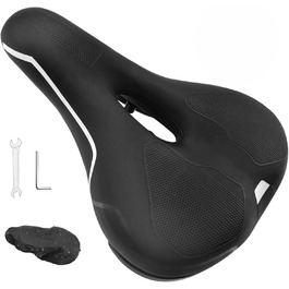 Зручний велосипедний сідло Cityradsättel для міста, чоловічий/жіночий, з Memory Foam, ергономічний, широкий, з інструментом (чорний, Стиль 3)
