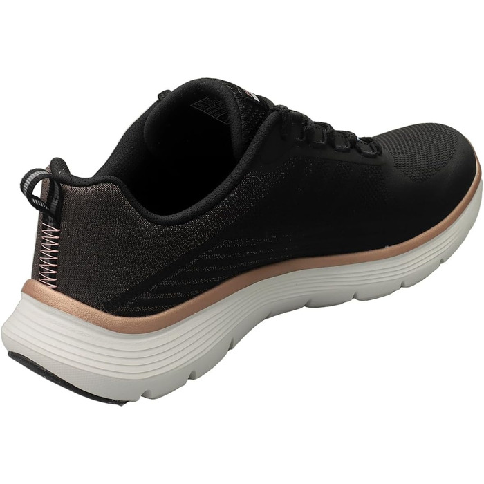 Жіночі кросівки Skechers Flex Appeal 5.0 — Спортивне взуття з дихаючої сітки, чорні з червоно-золотистим декором, розмір 38.5 EU