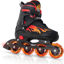 Дитячі ролики Nattork з регулюванням розміру, Nezha Inferno, для хлопчиків та дівчаток 6-16 років, стильні, червоні