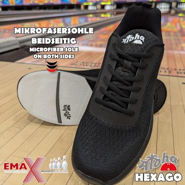 Жіноче/Чоловіче/Юнацьке взуття для боулінгу Aloha HexaGo – для правші та лівші, чорний, 38 EU