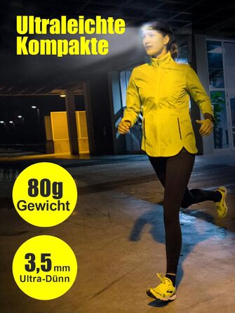 UNBON LED налобний ліхтар з акумулятором, перезаряджається через USB-C, надзвичайно яскравий, 5 режимів освітлення, датчик руху, водонепроникність IPX4, легкий, для піших прогулянок, бігу, риболовлі, 1 шт.