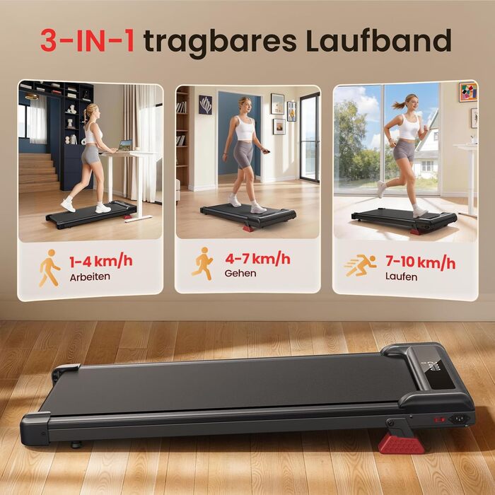 Бігова доріжка Walking Pad з нахилом для дому та офісу - електричний тренажер для ходьби, портативний Walkpad з LCD-дисплеєм, чорний